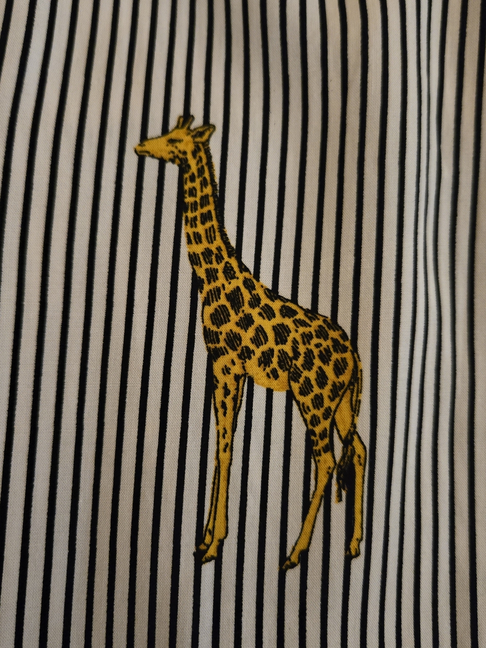 Jane and Delancey Black-and-White Striped Button-Down with Yellow Giraffe Print - Picture 3 of 6
